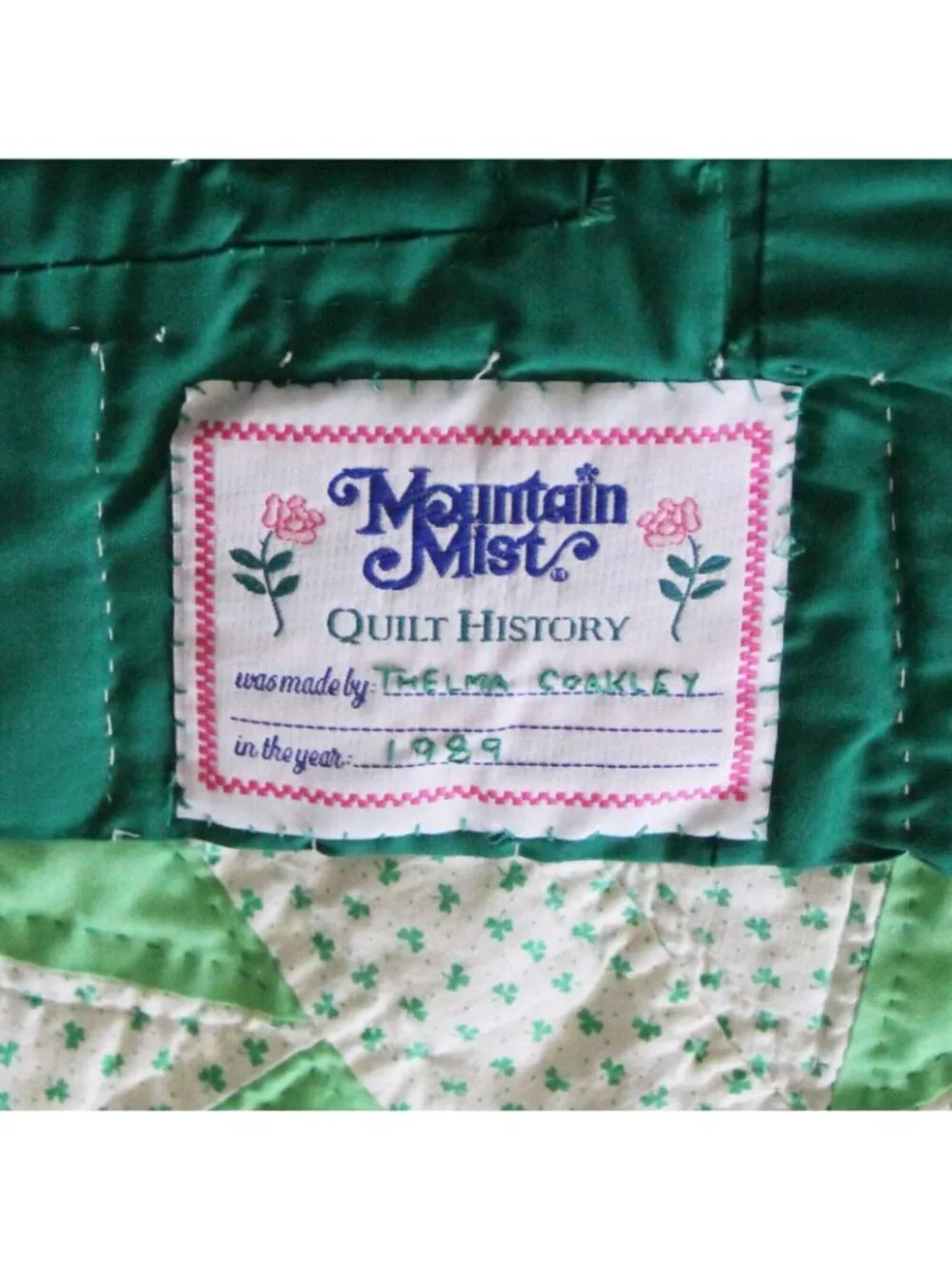 Vintage 1989 Completely Handmade Hand Stitched Quilt Irish Theme 80L x 96W